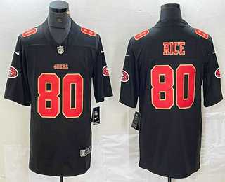 Men%27s San Francisco 49ers #80 Jerry Rice Black Red Fashion Vapor Limited Stitched Jersey